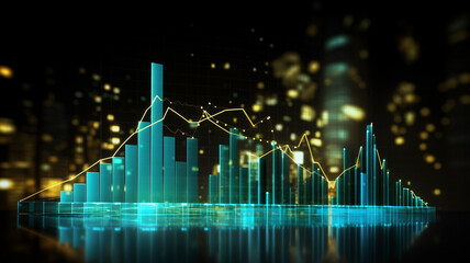 Wall Mural - financial market forex graph on blurred abstract digital trading background