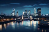 Fototapeta Fototapeta Londyn - London skyline at night. Generative AI