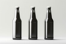 A Colorless Glass Beer Bottle With An Empty Label Presented As A Design Placeholder, Shown In Multiple Perspectives. Generative AI