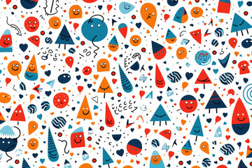 Aufkleber - Stylish geometric shapes of various forms and bold, abstract motifs stand out against the background. white backdrop accentuate graphic simplicity of the ornaments lend a refreshing modernity