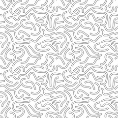 Poster - Monochrome geometric seamless pattern. Black outline curved lines