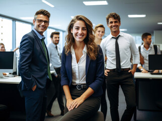 business team smiling in office