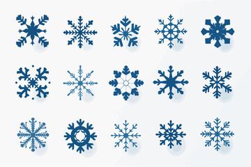 Wall Mural - Snowflakes Snowmen vector flat minimalistic isolated vector style illustration