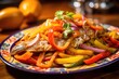 A tantalizing plate of escovitch fish, boasting a whole snapper marinated in zesty lime juice, then fried to a crispy golden brown. Topped with a medley of colorful bell peppers, onions,