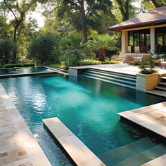 Sticker - Geometric pool and spa.
