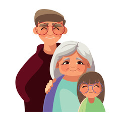 Wall Mural - grandparents day old couple and girl