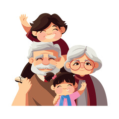 Sticker - grandparents day family characters