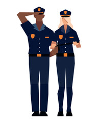 Sticker - polices standing man and woman