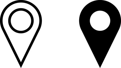Poster - Black Location Pointer Pin or You Are Here Marker Hotspot Symbol Sign Icon Set. Vector Image.	
