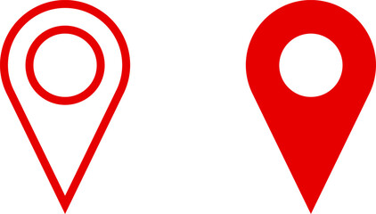 Poster - Red Location Pointer Pin or You Are Here Marker Hotspot Symbol Sign Icon Set. Vector Image.	
