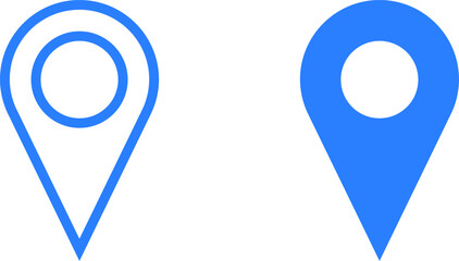Poster - blue location pointer pin or you are here marker hotspot symbol sign icon set. vector image.