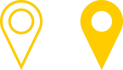 Poster - yellow location pointer pin or you are here marker hotspot symbol sign icon set. vector image.