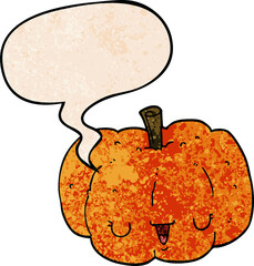 Wall Mural - cartoon pumpkin with speech bubble in retro style
