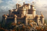 Fototapeta Big Ben - Historic castle from medieval times. Generative AI