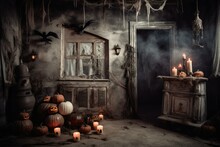 An Eerie And Chilling Vintage Halloween Backdrop. Generative AI