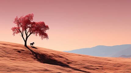Wall Mural - A vibrant landscape in purple and orange colors, with unusual rock formations. Generative AI. 