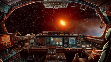 embark on a cosmic journey as a spaceship leaps into warp speed, venturing towards the next planet. 