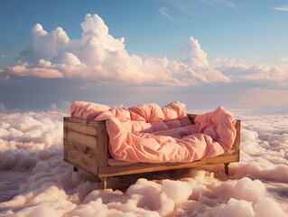 Wall Mural - a fluffy retro sofa on the clouds like in a dream can be use for illustration, presentation, wallpaper