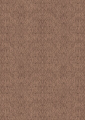 Wall Mural - Hand-drawn unique abstract symmetrical seamless ornament. Brown on a light brown background. Paper texture. Digital artwork, A4. (pattern: p11-1e)