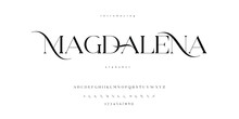Magdalena, Beautiful Classic Classy Modern Serif Alphabet Font Typeface Typography. Vector Illustrator Editable.