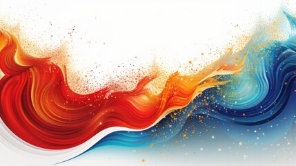 Wall Mural - abstract red an christmas background with snowflakes and geometrical wave shapes. particles and spri