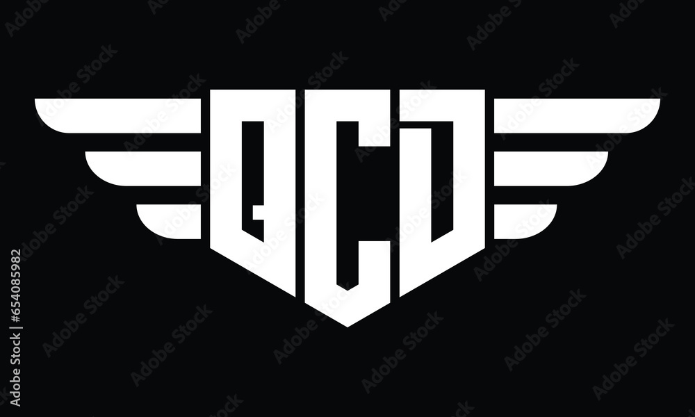 Qcd Letters QCD three letter logo, creative wings shape logo design vector template ...
