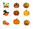 Collection of pumpkin vector graphic illustrations for web halloween