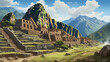Illustration of the historic site of Machu Picchu in the Andes mountains