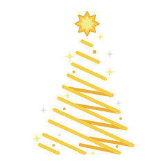 Sticker - christmas golden tree shiny illustration