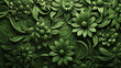 Green background with leafy flower ornaments 