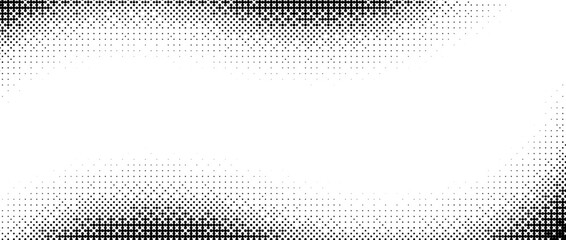 Poster - Pixelated bitmap wave gradient texture. Black and white dither pattern background. Abstract wavy glitchy pattern. 8 bit video game screen wallpaper. Wide pixel art retro illustration. Vector