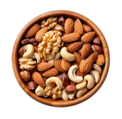 Wall Mural - Bowl with various nuts isolated on transparent background