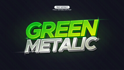 Poster - Green Metalic Chrome and futuristic Vector Text Effect. shiny and neon style. editable font and text