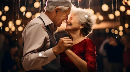 Wall Mural - senior couple dancing in a party