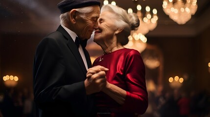 Wall Mural - senior couple dancing in a party