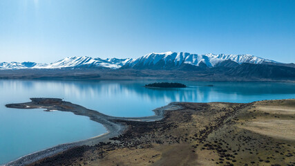 Wall Mural - Aerial views of Lake Tekapo from Godleys peak gravel road on the long drive  to Glenmore station