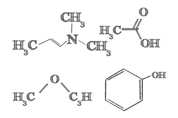 Leinwandbilder - Digital png illustration of chemical formulas on transparent background