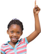 Digital png photo of happy african american child pointing finger on transparent background