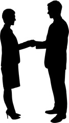 Poster - Digital png silhouette of male and female businessmen shaking hands on transparent background