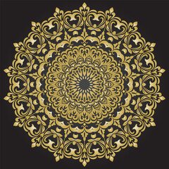 Wall Mural - oriental vector ornament with arabesques and floral elements. traditional classic black and golden o