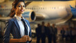 Young and confident female flight attendant or air hostess