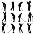 silhouettes of golf players set, illustration vector