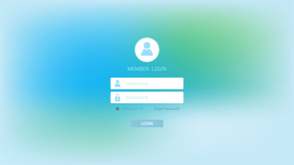 Member login interface size FHD screen 16:9, sign in web template for your website page or applications, vector on blurred background