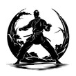 Martial Arts Logo Monochrome Design Style