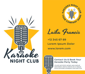 Wall Mural - Karaoke night club, party business card vector