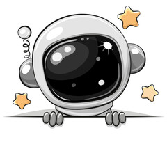 Wall Mural - cartoon astronaut isolated on a white background