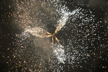 Wall Mural - Firework sparks at night. Background