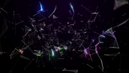 Poster - Abstract background low poly triangle with line and dot connection, Technology digital network connection background concept, Seamless Loop, 4K