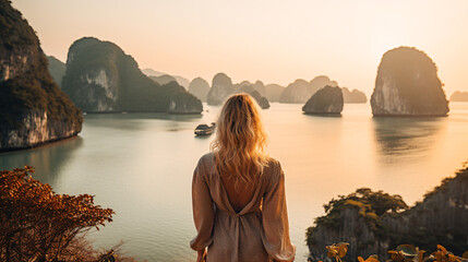 beautiful woman embracing the wanderlust lifestyle as she explores global destinations, embodying th