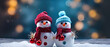 © Ljuba3dArt - Winter creative concept, a small sweet snowman made of white soft snow, cold winter days and New Year holiday idyll. Playing in the snow is part of a happy childhood.